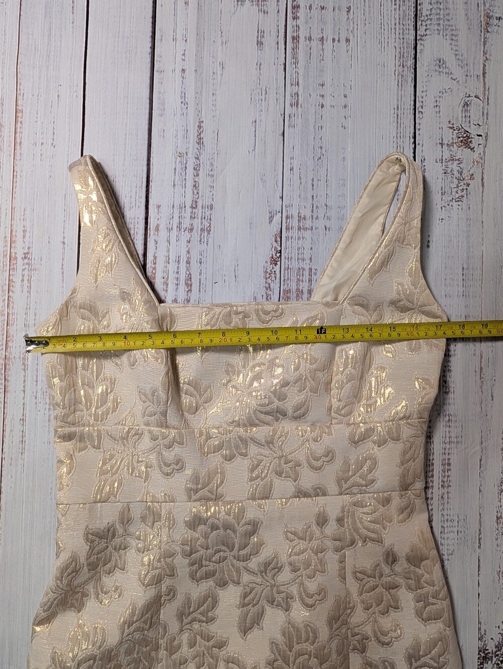 Evan Picone Gold Floral Brocade Sheath Dress Size 6 Cocktail Wedding - Picture 9 of 12